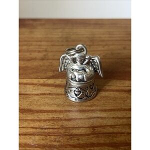 THE LITTLE ANGEL PRAYER BOX Silver Tone ANGEL Praying Box Pendant ONLY